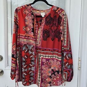 Chicos Red Paisley Blouse
